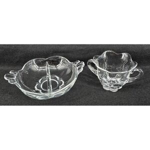 Set of 2 Vtg EAPG Duncan Miller Canterbury Divided Relish Dish Sugar Bowl Serve